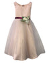 Petite Adele Girls Dull Satin Tulle Overlay Broche Flower Girl Dress 2T-12 - SophiasStyle.com